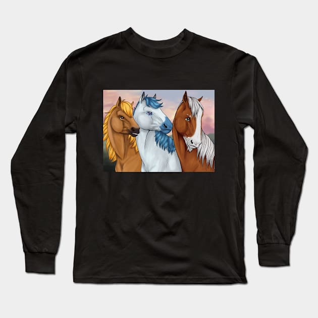 Guardian Horses Long Sleeve T-Shirt by Hokkio